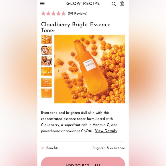 Glow Recipe Cloudberry Bright Essence Toner - White and Orange - Picture 2 of 2